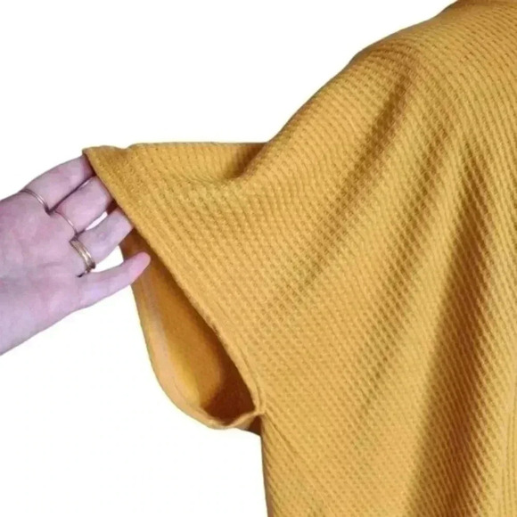 BUTTERCREAM Clothing Waffle Cardigan Mustard Yellow Open Front Women's size Med - Picture 5 of 9